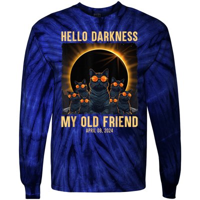 Hello Darkness My Old Friend Solar Eclipse April 08 2024 Tie-Dye Long Sleeve Shirt