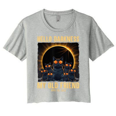 Hello Darkness My Old Friend Solar Eclipse April 08 2024 Women's Crop Top Tee