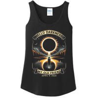 Hello Darkness My Old Friend Solar Eclipse April 8 2024 Ladies Essential Tank