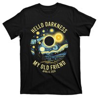 Hello Darkness My Old Friend Solar Eclipse April 8 2024 Vintage Design T-Shirt