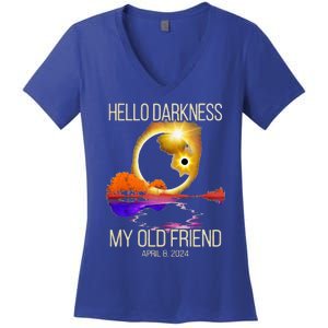 Hello Darkness My Old Friend Solar Eclipse April 08 2024 Women's V-Neck T-Shirt