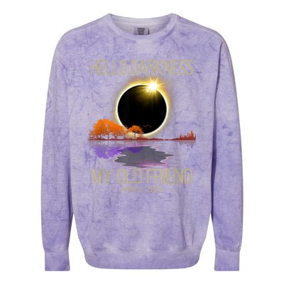 Hello Darkness My Old Friend Solar Eclipse April 08 2024 Colorblast Crewneck Sweatshirt