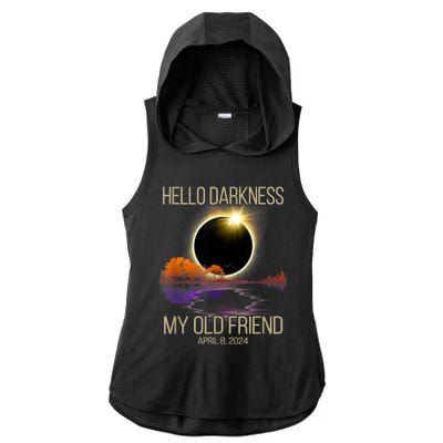 Hello Darkness My Old Friend Solar Eclipse April 08 2024 Ladies PosiCharge Tri-Blend Wicking Draft Hoodie Tank