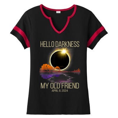 Hello Darkness My Old Friend Solar Eclipse April 08 2024 Ladies Halftime Notch Neck Tee