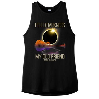 Hello Darkness My Old Friend Solar Eclipse April 08 2024 Ladies PosiCharge Tri-Blend Wicking Tank