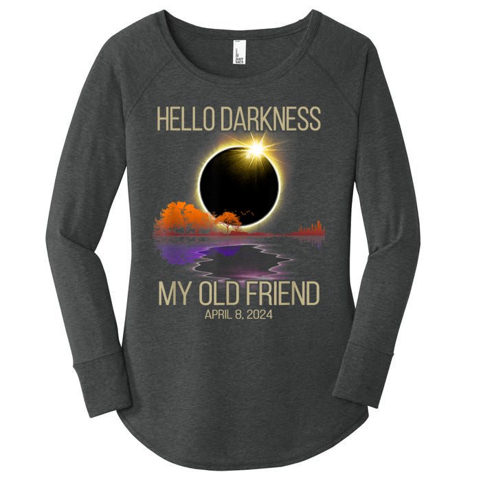 Hello Darkness My Old Friend Solar Eclipse April 08 2024 Women's Perfect Tri Tunic Long Sleeve Shirt