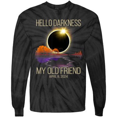 Hello Darkness My Old Friend Solar Eclipse April 08 2024 Tie-Dye Long Sleeve Shirt