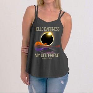 Hello Darkness My Old Friend Solar Eclipse April 08 2024 Women's Strappy Tank