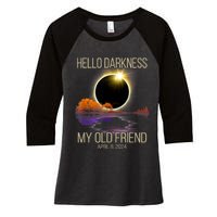 Hello Darkness My Old Friend Solar Eclipse April 08 2024 Women's Tri-Blend 3/4-Sleeve Raglan Shirt