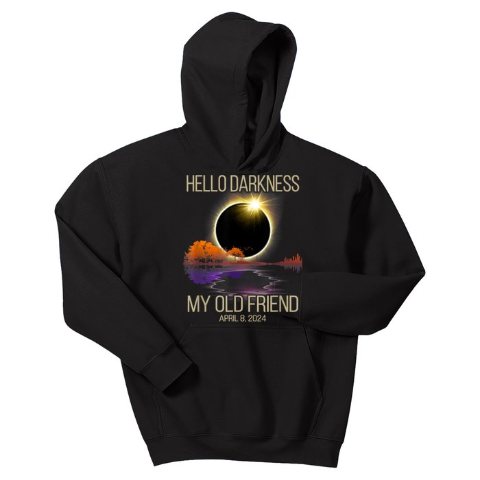 Hello Darkness My Old Friend Solar Eclipse April 08 2024 Kids Hoodie