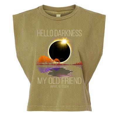 Hello Darkness My Old Friend Solar Eclipse April 08 2024 Garment-Dyed Women's Muscle Tee