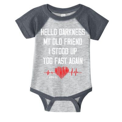 Hello Darkness My Old Friend I Stood Up Too Fast Again Pots Infant Baby Jersey Bodysuit