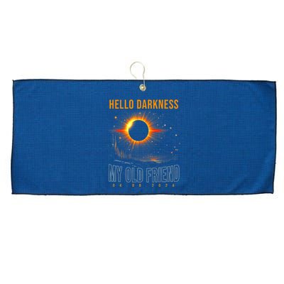 Hello Darkness My Old Friend Solar Eclipse April 08 2024 Solar Eclipse Now Large Microfiber Waffle Golf Towel