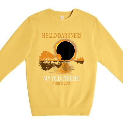 Hello Darkness My Old Friend Funny Total Solar Eclipse 2024 Premium Crewneck Sweatshirt