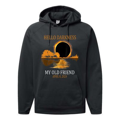 Hello Darkness My Old Friend Funny Total Solar Eclipse 2024 Performance Fleece Hoodie