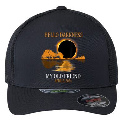 Hello Darkness My Old Friend Funny Total Solar Eclipse 2024 Flexfit Unipanel Trucker Cap