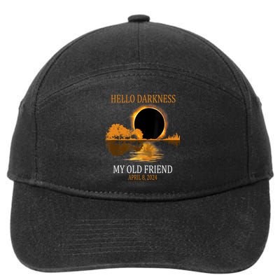 Hello Darkness My Old Friend Funny Total Solar Eclipse 2024 7-Panel Snapback Hat