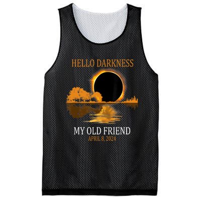 Hello Darkness My Old Friend Funny Total Solar Eclipse 2024 Mesh Reversible Basketball Jersey Tank