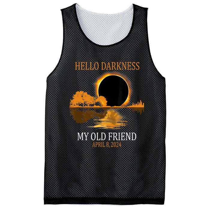 Hello Darkness My Old Friend Funny Total Solar Eclipse 2024 Mesh Reversible Basketball Jersey Tank