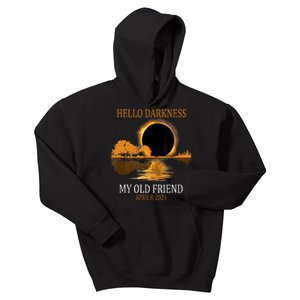 Hello Darkness My Old Friend Funny Total Solar Eclipse 2024 Kids Hoodie