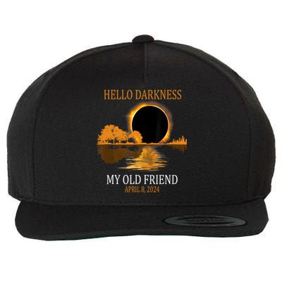 Hello Darkness My Old Friend Funny Total Solar Eclipse 2024 Wool Snapback Cap