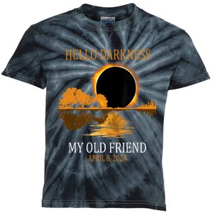 Hello Darkness My Old Friend Funny Total Solar Eclipse 2024 Kids Tie-Dye T-Shirt