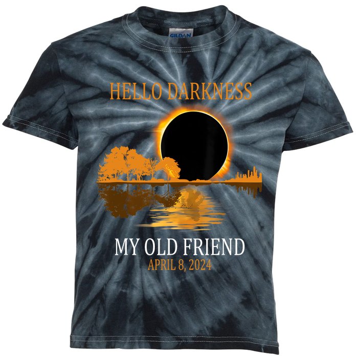 Hello Darkness My Old Friend Funny Total Solar Eclipse 2024 Kids Tie-Dye T-Shirt