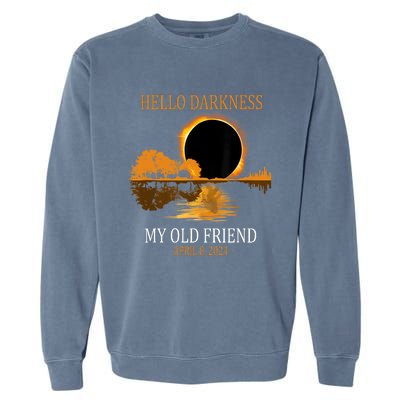 Hello Darkness My Old Friend Funny Total Solar Eclipse 2024 Garment-Dyed Sweatshirt