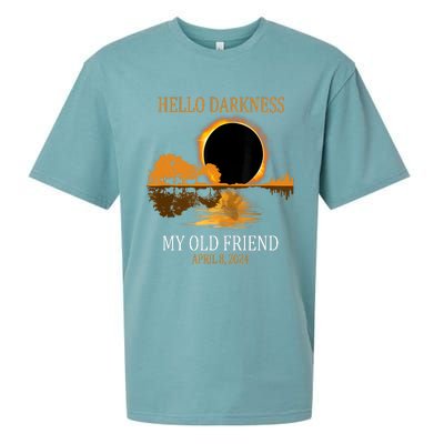 Hello Darkness My Old Friend Funny Total Solar Eclipse 2024 Sueded Cloud Jersey T-Shirt