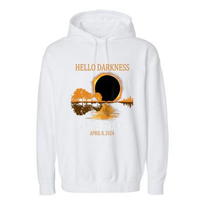 Hello Darkness My Old Friend Funny Total Solar Eclipse 2024 Garment-Dyed Fleece Hoodie