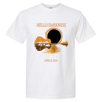 Hello Darkness My Old Friend Funny Total Solar Eclipse 2024 Garment-Dyed Heavyweight T-Shirt