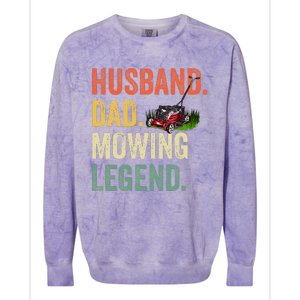 Husband Dad Mowing Legend Lawn Care Gardener Father Funny Colorblast Crewneck Sweatshirt