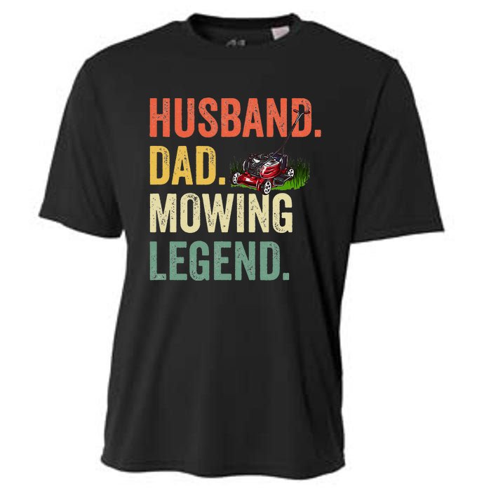 Husband Dad Mowing Legend Lawn Care Gardener Father Funny Cooling Performance Crew T-Shirt