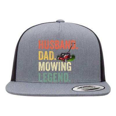 Husband Dad Mowing Legend Lawn Care Gardener Father Funny Flat Bill Trucker Hat