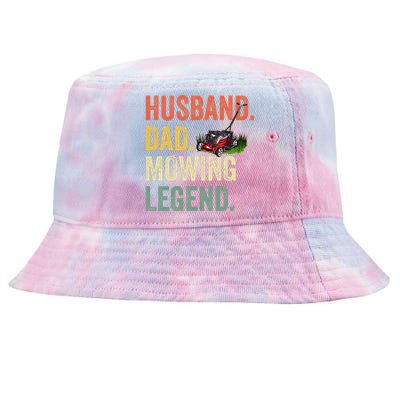 Husband Dad Mowing Legend Lawn Care Gardener Father Funny Tie-Dyed Bucket Hat