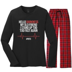 Hello Darkness My Old Friend I Stood Up Too Fast Again Women's Long Sleeve Flannel Pajama Set 