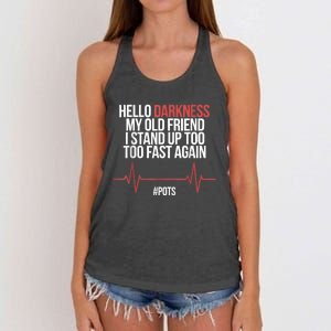 Hello Darkness My Old Friend I Stood Up Too Fast Again Women's Knotted Racerback Tank