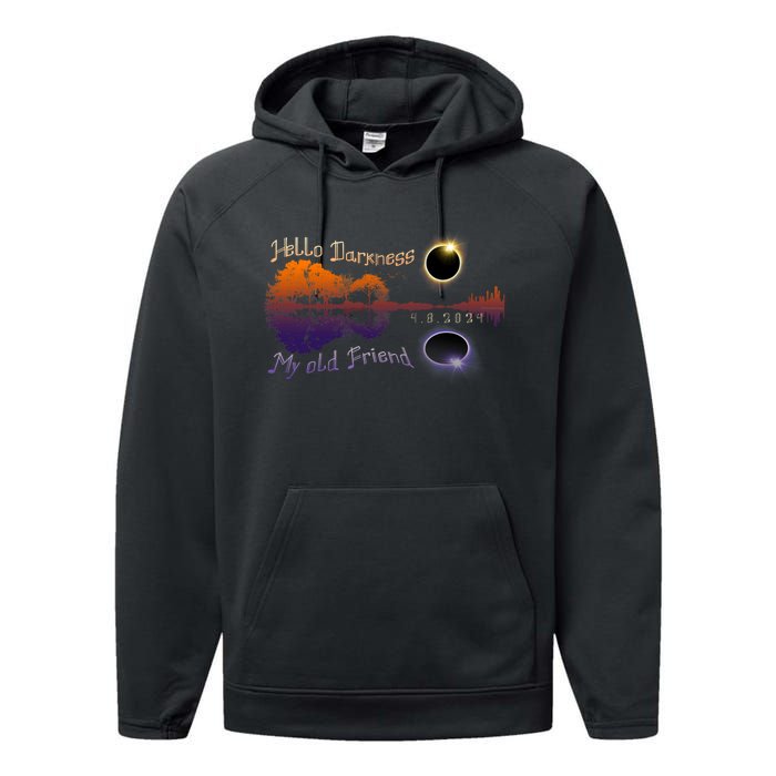 Hello Darkness My Old Friend Solar Eclipse Trending Design Performance Fleece Hoodie