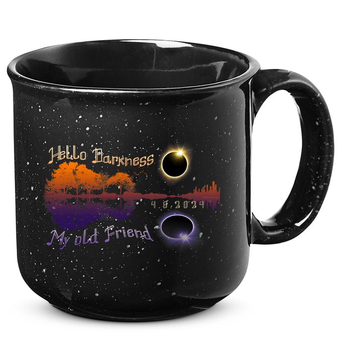 Hello Darkness My Old Friend Solar Eclipse Trending Design 15oz Campfire Ceramic Mug