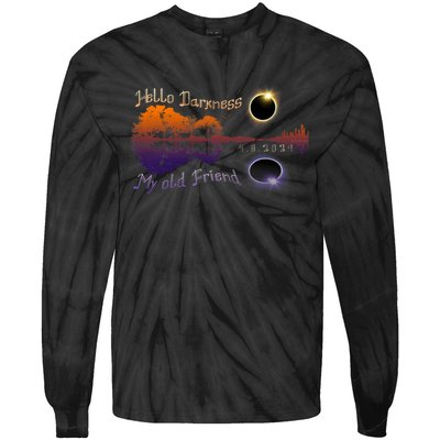 Hello Darkness My Old Friend Solar Eclipse Trending Design Tie-Dye Long Sleeve Shirt