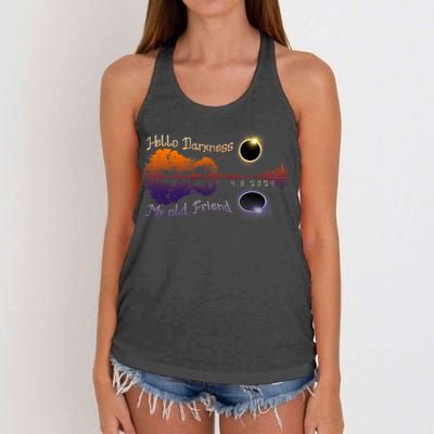 Hello Darkness My Old Friend Solar Eclipse Trending Design Women's Knotted Racerback Tank