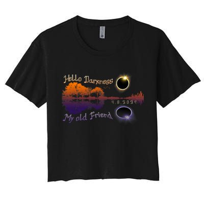 Hello Darkness My Old Friend Solar Eclipse Trending Design Crop Top