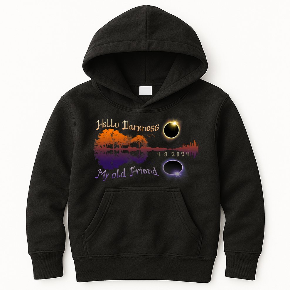 Hello Darkness My Old Friend Solar Eclipse Trending Design Kids Hoodie