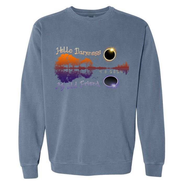Hello Darkness My Old Friend Solar Eclipse Trending Design Garment-Dyed Sweatshirt