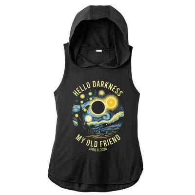 Hello Darkness My Old Friend Solar Eclipse April 8 2024 Ladies PosiCharge Tri-Blend Wicking Draft Hoodie Tank