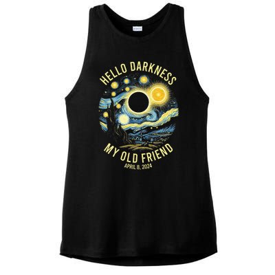 Hello Darkness My Old Friend Solar Eclipse April 8 2024 Ladies PosiCharge Tri-Blend Wicking Tank