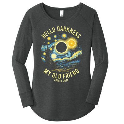 Hello Darkness My Old Friend Solar Eclipse April 8 2024 Women's Perfect Tri Tunic Long Sleeve Shirt