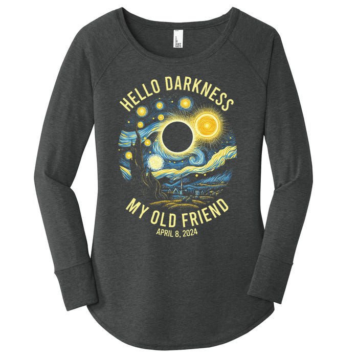 Hello Darkness My Old Friend Solar Eclipse April 8 2024 Women's Perfect Tri Tunic Long Sleeve Shirt