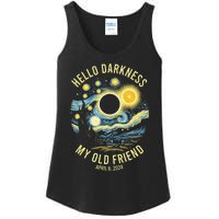 Hello Darkness My Old Friend Solar Eclipse April 8 2024 Ladies Essential Tank