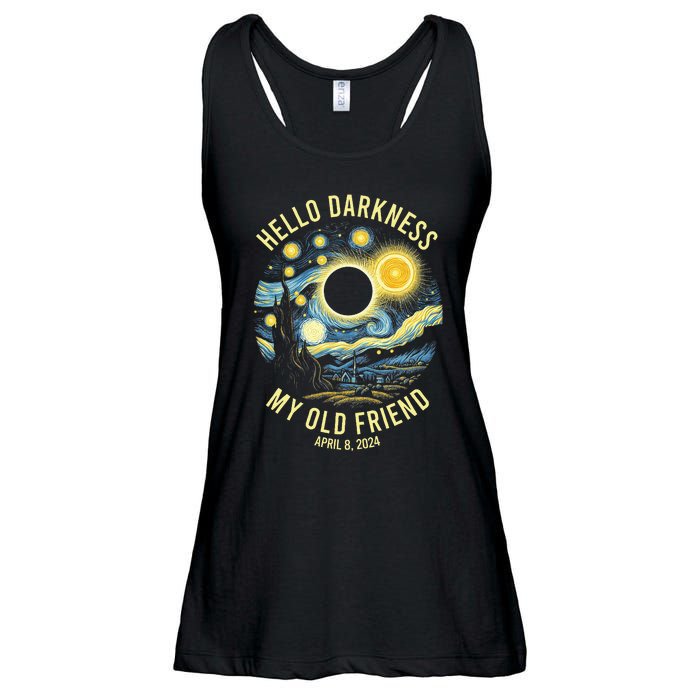 Hello Darkness My Old Friend Solar Eclipse April 8 2024 Ladies Essential Flowy Tank